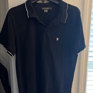 French Connection Navy Polo Shirt with White Trim
